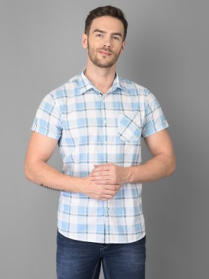 Canary London Men Checkered Casual Light Blue Shirt