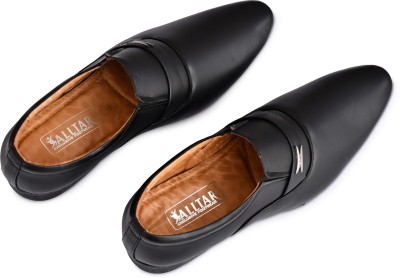 ALLTAR Men's Artificial Leather Slip On Shoes for Formal Business Wear (Black Colored) Slip On For Men(Black)