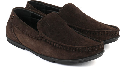 BRATVA Coloured Suede Leather Formal/Casual Loafers for Men in Black/Brown/Blue Loafers For Men(Brown , 8)