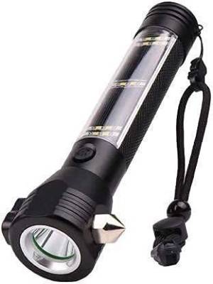 VYATIRANG Aluminium 7 Mode Solar with USB LED Rechargeable Torch Light Torch(Black, 10 cm, Rechargeable)