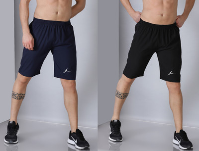 Kraasa Pack Of 2 Solid Men Black Sports Shorts For Rs. 349 @ 65 %