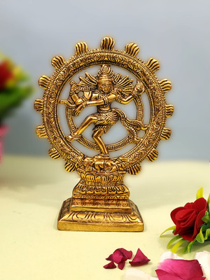 WELLWISHERS CRAFT Metal Natraj Statue for Home Decor Gold Plated Dancing Shiva Natraja / Natrajan Murti Decorative Showpiece Decorative Showpiece  -  19.5 cm(Metal, Gold)