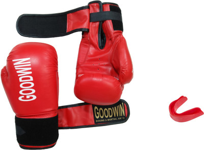 GOODWIN RED COLOUR BOXING GLOVES 10oz WITH MOUTH GUARD Boxing Gloves(Red)