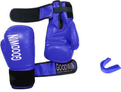 GOODWIN BLUE COLOUR 10oz BOXING GLOVES WITH BLUE COLOUR MOUTH GUARD Boxing Gloves(Blue)