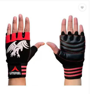 LITE FEEL Real Choice Comfortable Gym Sports Gloves Gym & Fitness Gloves(Red, Black)