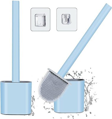 SBTs Silicone Toilet Cleaner Brush with Wall Mount Sticker with Holder(Multicolor)