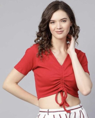 MEETNEX Casual Solid Women Red Top