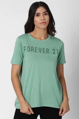 FOREVER 21 Casual Graphic Print Women Blue Top