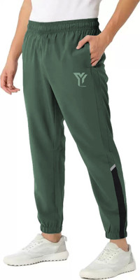 YUNEK Colorblock Men Dark Green Track Pants