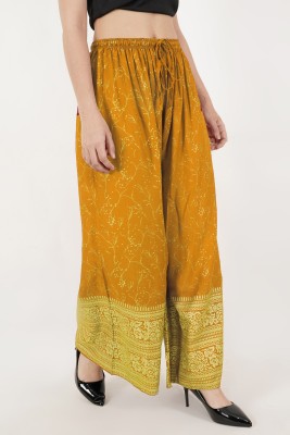 farukhi creation Flared Women Yellow Trousers