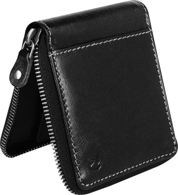 NauraHide Men & Women Casual, Formal, Trendy Black Genuine Leather Wallet(6 Card Slots)