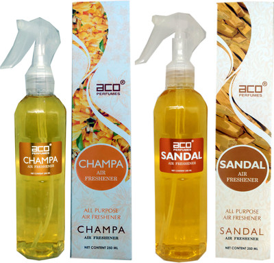 aco Champa and sandal Trigger room freshner 500ml 2pc combo set . Spray Champa and sandal Trigger room freshner 500ml 2pc combo set .(2 x 250 ml)
