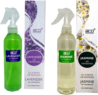aco Lavender and Jasmine Trigger room freshner 500ml 2pc combo set . Spray Lavender and Jasmine Trigger room freshner 500ml 2pc combo set .(2 x 250 ml)