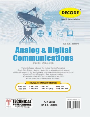 ANALOG & DIGITAL COMMUNICATIONS for JNTU-H 18 Course (II - II - ECE -EC403PC)(Paperback, A.P.GODSE,, Dr. J.S.Chitode)