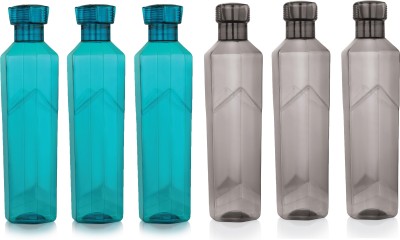 Randal Premium Quality Fridge Water Bottle Set Of 6 ( 3 Blue + 3 Black ) ( Multicolor ) 1000 ml Bottle(Pack of 6, Multicolor, PET)