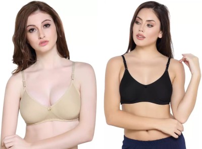 Evolove Bralette T-Shirt Bra Combo Set Women T-Shirt Non Padded Bra(Gold, Black)