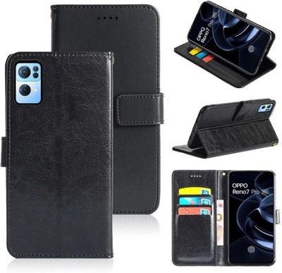 Frazil Flip Cover for Oppo Reno7 Pro 5G(Black, Dual Protection, Pack of: 1)
