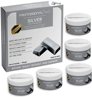 PROFESSIONAL FEEL Gold Silver Facial Kit Women & Men All Type Skin Whitening Luster & Fairness(5 x 30 g)
