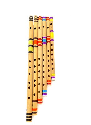 MAGA MART MUSICAL FLUTE SIX PCS SET G SHARP C SHARP G SCALE A SCALE C SCALE B SCALE K.M Bamboo Flute(45 cm)