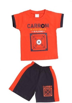 Roble Kings Boys Casual T-shirt Shorts(Orange)