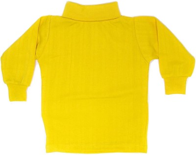 Mahi Fashion Boys & Girls Solid Cotton Blend T Shirt(Yellow, Pack of 1)