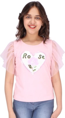 Cutecumber Girls Casual Polyester Top(Pink, Pack of 1)