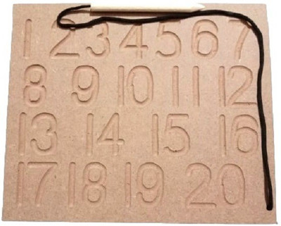 Ashmi Wooden 1 to 20 Number Tracing Writing Practice with Dummy Pencil for Kids(Brown)