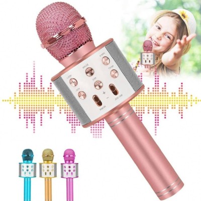 Stybits BT_WS-858 Bluetooth Handheld Wireless Speaker With Mic Karaoke Multicolor Microphone