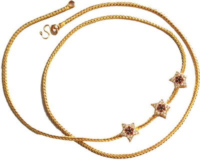 S L GOLD S L GOLD 1 Gram Micro Plated AD Stone White Red Star Design A23 Gold-plated Plated Copper Necklace