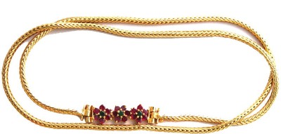 S L GOLD S L GOLD 1 Gram Micro Plated AD Stone Red Green flower Design A24 Crystal Gold-plated Plated Copper Chain