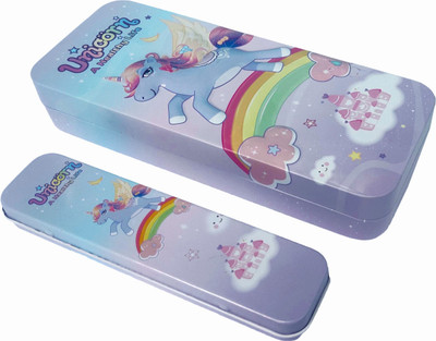 TECHNOCHITRA Dual Space 3D Unicorn Mini Unicorn Art Metal Pencil Boxes(Set of 1, Multicolor)