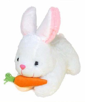 kioni Rabbit with Carrot Stuffed Plush Soft Toy for Baby Girl Kids Boys  - 25 cm(White)