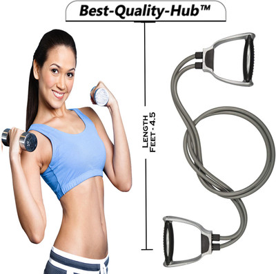 Best-Quality-Hub Double Resistance Bands Toning Tube Exerciser with Resistance Tube Resistance Tube(Grey)