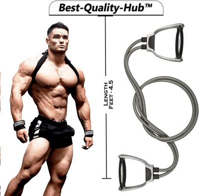 Best-Quality-Hub Double Toning Tube Resistance Tube for Men and Women Resistance Tube(Grey)