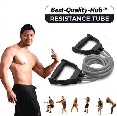 Best-Quality-Hub Double Toning | Resistance Tube | Heavy Quality Exercise Band | for Stretching Resistance Tube(Grey)