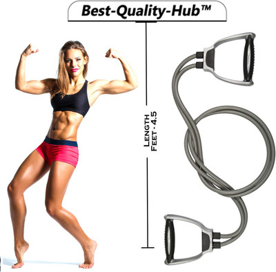 Best-Quality-Hub Double String Toning Tube High Resistance Tube for Men and Women (Random Color) Resistance Tube(Grey)