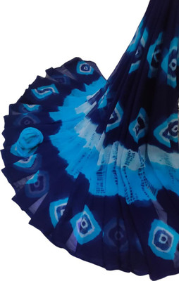 KHATRI AND SONS Printed Bandhani Chiffon Saree(Blue)