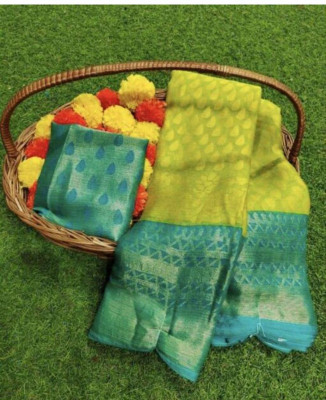 Sita Self Design Bollywood Brasso Saree(Green)