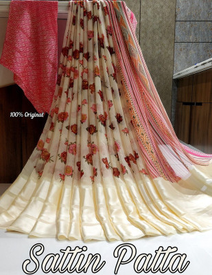 Sanwariya Silk Printed Bollywood Georgette Saree(Cream)
