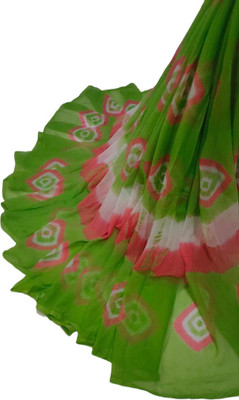 KHATRI AND SONS Printed Bandhani Chiffon Saree(Green)