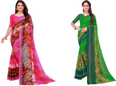 Saadhvi Printed Daily Wear Georgette Saree(Pack of 2, Multicolor)