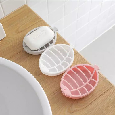D-mark Leaf Shape Soap Box Self Draining Bathroom Soap Holder Soap Saver Bathroom(Multicolor)