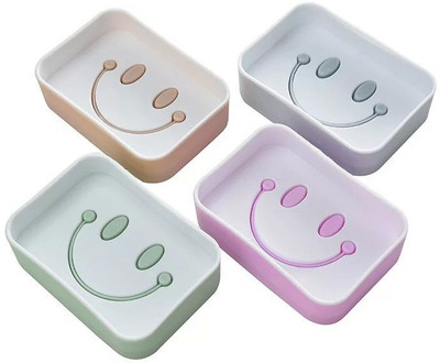 JRD Cartoon Smiley Face Drain Soap Box/Dish Soap Holder Soap Saver for Bathroom(Multicolor)