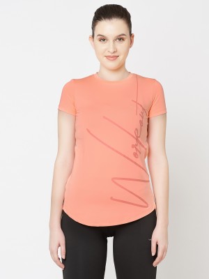 SWEET DREAMS Printed Women Round Neck Orange T-Shirt