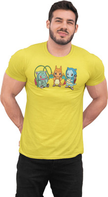 The Teelted Store Cartoon Men Round Neck Yellow T-Shirt