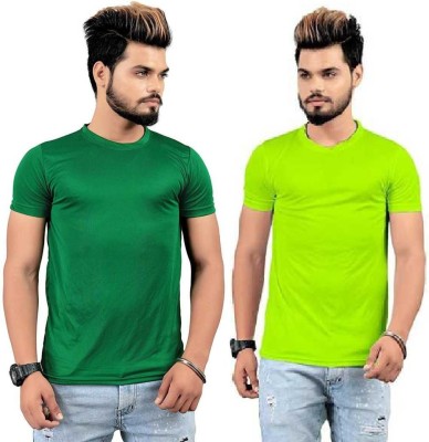 clothmore Solid Men Round Neck Green, Light Green T-Shirt