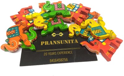 PRANSUNITA Wooden Elephant Beads (3.5 cm) Used for Art and Crafts Pack of 12