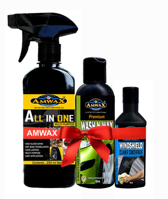 amwax ALL IN ONE POLISH 250 ML, WASH N WAX SHAMPOO 120 ML, WINDSHIELD 50 ML Combo