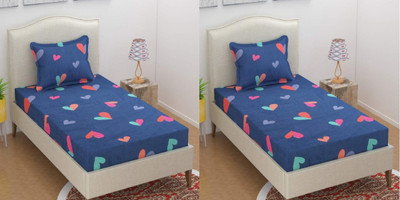 HOMYBEES 220 TC Cotton Single Printed Flat Bedsheet(Pack of 2, Multi83)
