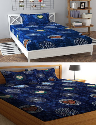 HOMYBEES 220 TC Cotton Single Printed Flat Bedsheet(Pack of 2, Multi112)